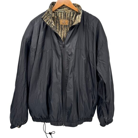 Duxbak Reversible Jacket Mens Large Camo Fleece Black Nylon Full Zip + Pockets - Picture 3 of 10